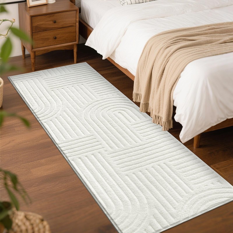 Soft Cozy Fluffy Arch Pattern High Low Pile Runner Rugs 2'x6' Non Slip Washab... gallery