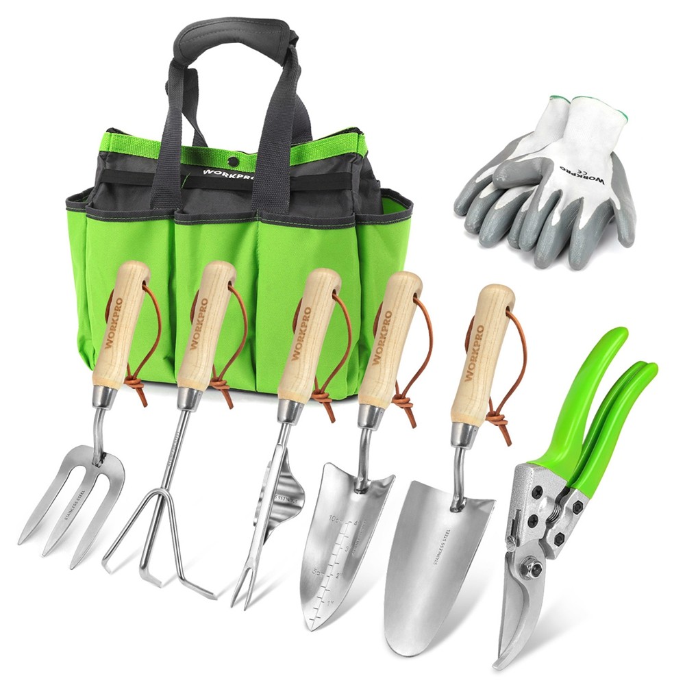 WORKPRO Garden Tools Set 8 Piece, Stainless Steel Heavy Duty Gardening Tools USA gallery