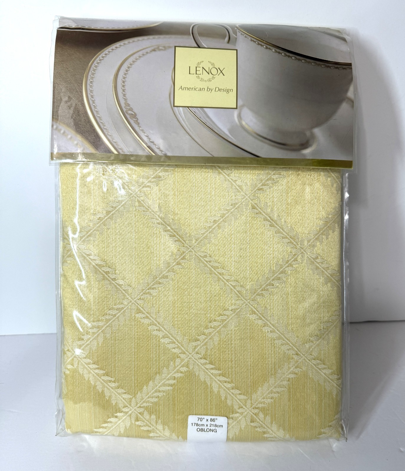 Lenox Laurel Leaf Yellowish Gold 70" x 86” OBLONG Tablecloth New In Package gallery