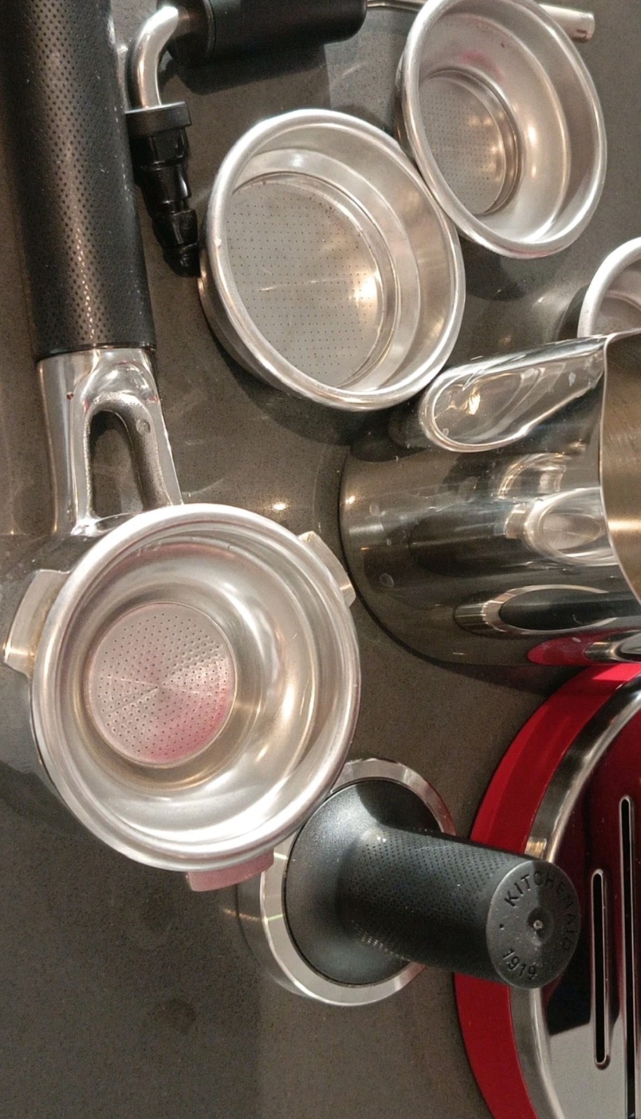 KitchenAid KES6404 Semi-Automatic Espresso Machine Red Silver w/ Accessories gallery