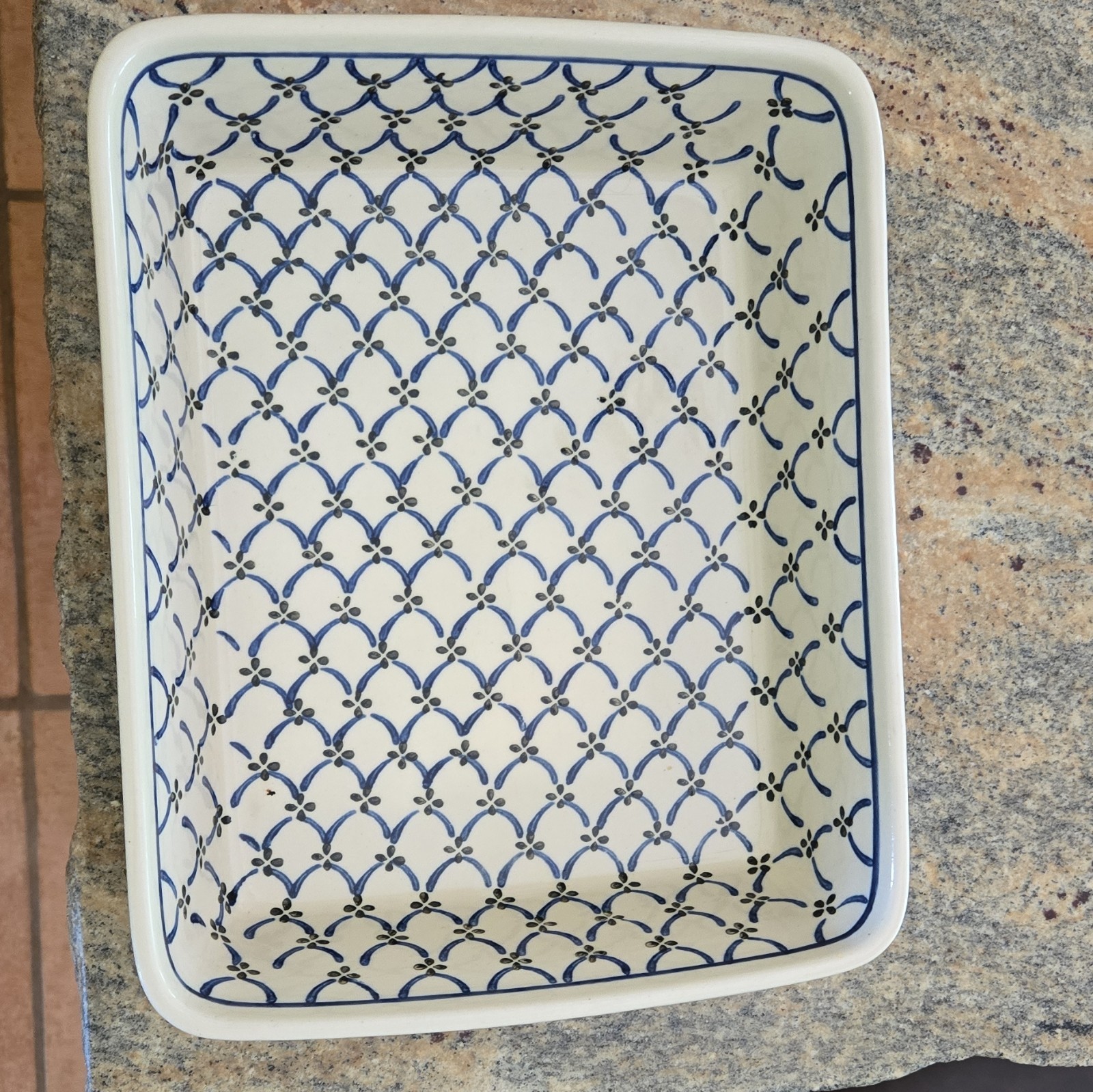 White & Blue Rectangular Ceramic Baking Dish Ovenware Blue/White Patterned gallery