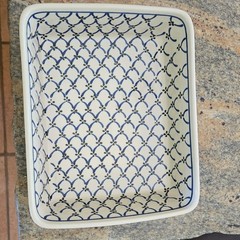 White & Blue Rectangular Ceramic Baking Dish Ovenware Blue/White Patterned
