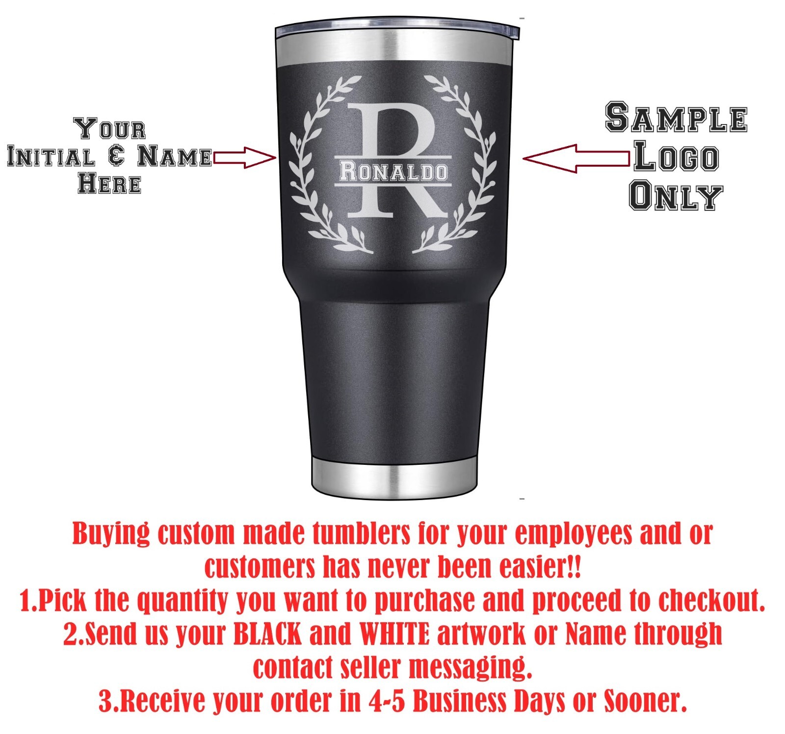 ENGRAVED Custom Personalized Your Name/Logo 30oz Water Coffee Mug Tumbler Gift gallery