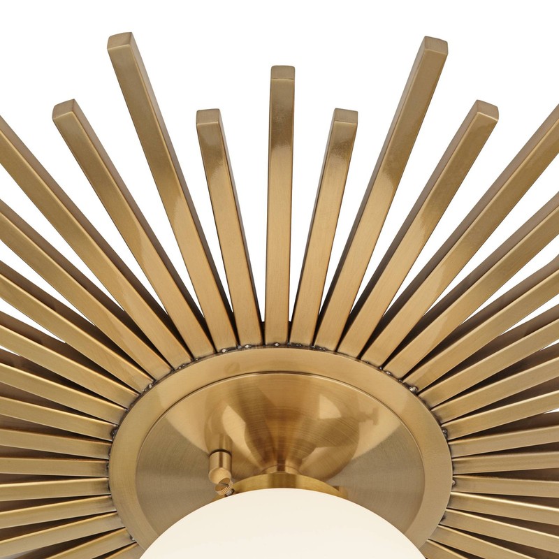 Hazel Modern Ceiling Light Semi Flush Mount Fixture 24" Warm Brass White Shade gallery