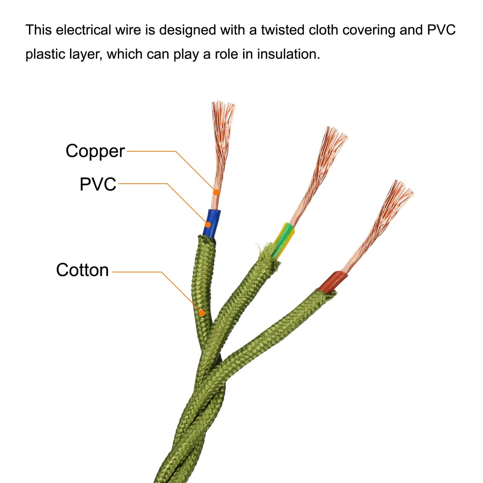 Twisted Cloth Covered Wire 3 Core 18AWG 5m/16.4ft,Electrical Cable,Green gallery