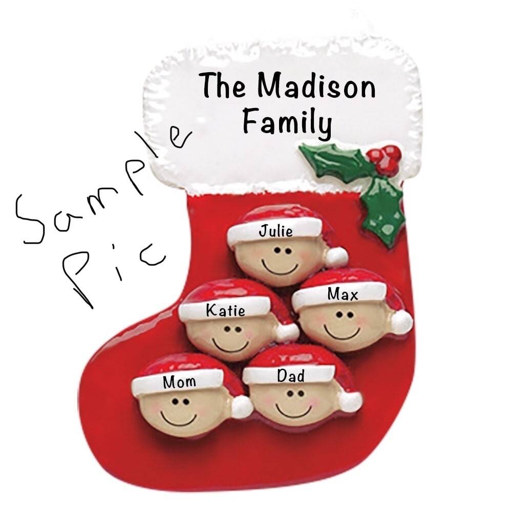 Christmas Tree Ornament Personalized Stocking Family of 5 (Customizable) gallery