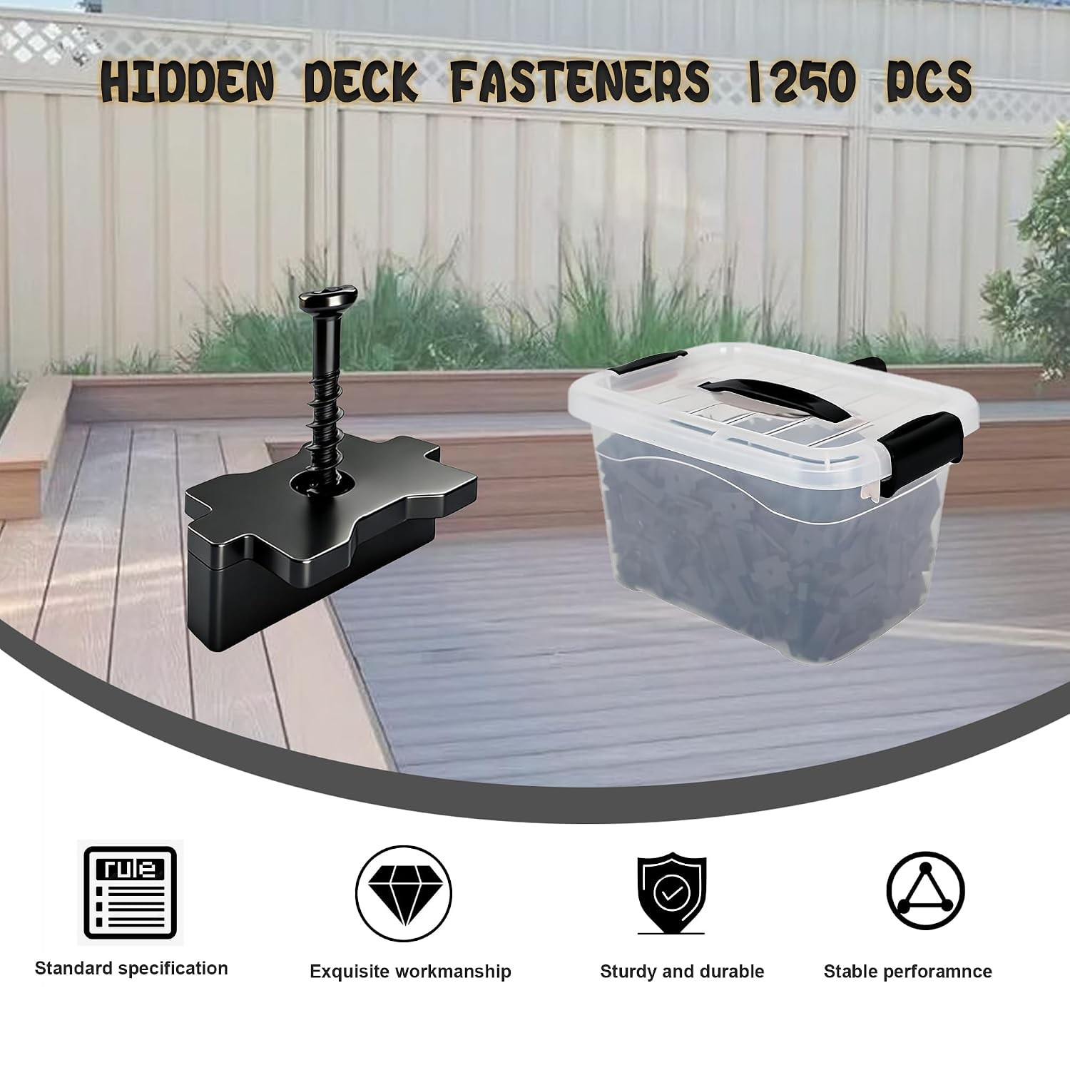 1250pcs Hidden Deck Fasteners Composite Decking Nylon Clips Metal Screws 600 sq gallery