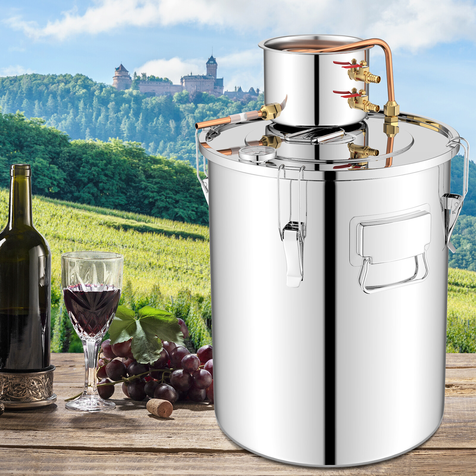 Home Brewing Kit 10 Gal Stainless Steel Water Alcohol Distiller w/ Thermometer gallery