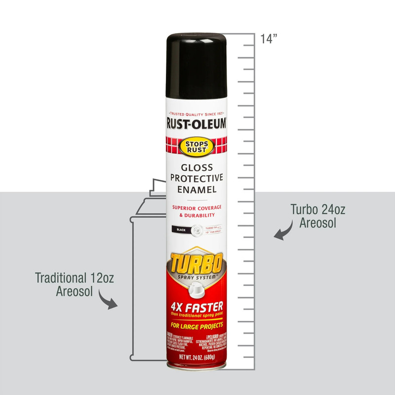 Rust-Oleum 334128 Stops Rust Turbo Spray System Spray Paint, 24 oz, Gloss Black gallery
