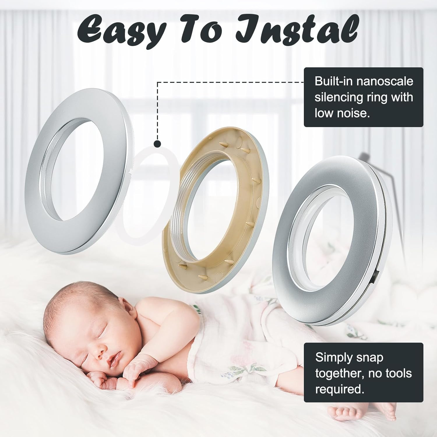 16PCS Curtain Grommets - Round Plastic Eyelet Rings, Inner Diameter 1-9/16 inch, gallery