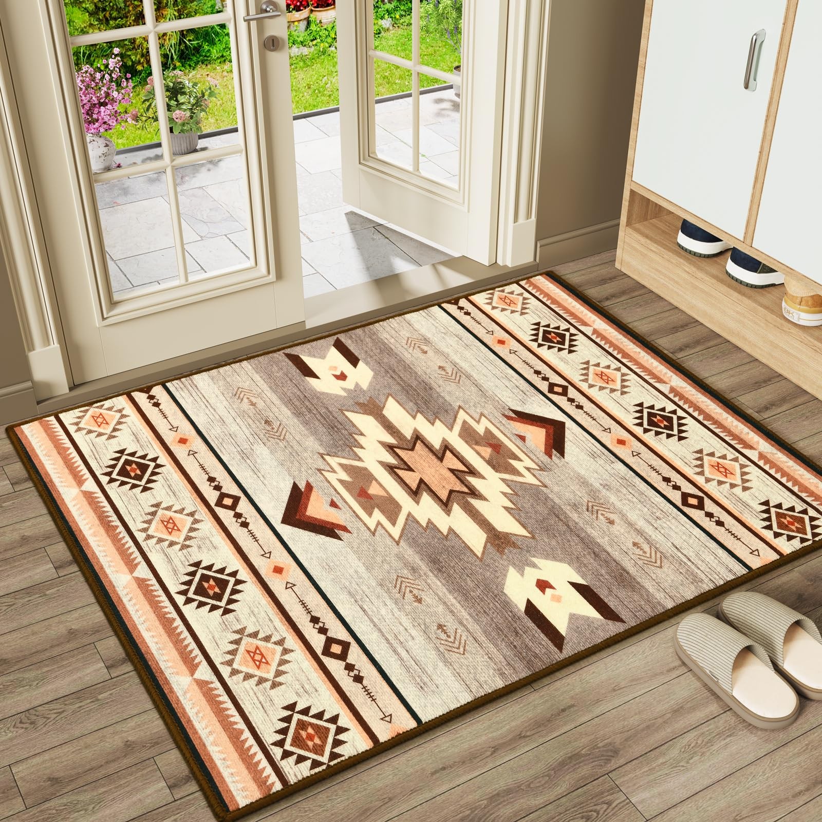 B BENRON Western Entryway Rug 2x3, Non-Slip 2' x 3' (Rectangular), Warm Beige gallery