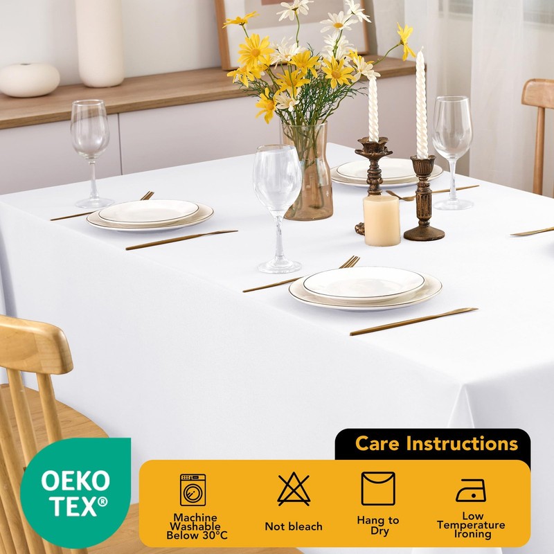 10-Pack White Tablecloths for Rectangle Tables, 60 x 102 Inches, Stain-Resist... gallery