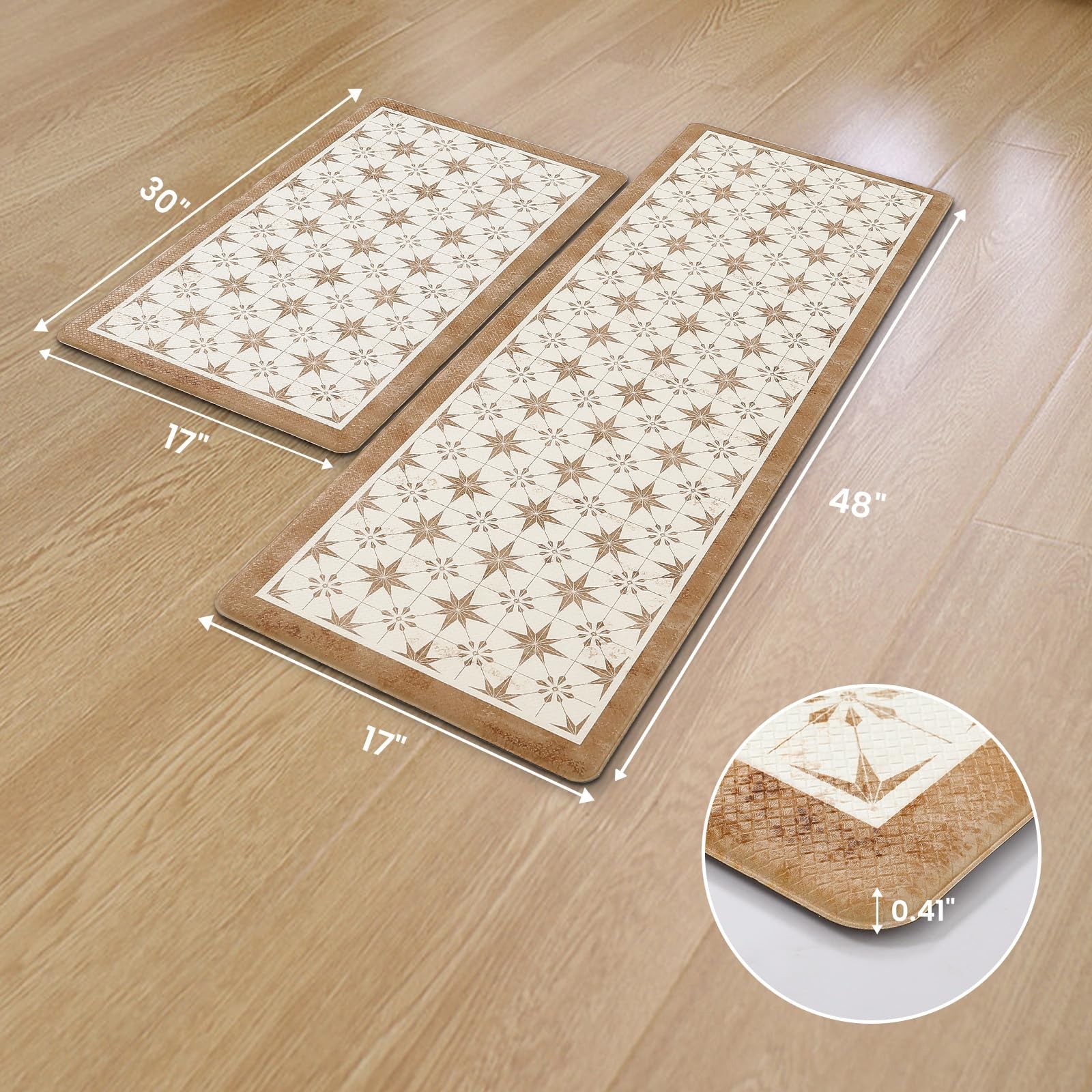 Anti Fatigue Mats for Kitchen Floor Set of 2 Non Slip Waterproof Farmhouse Pa gallery
