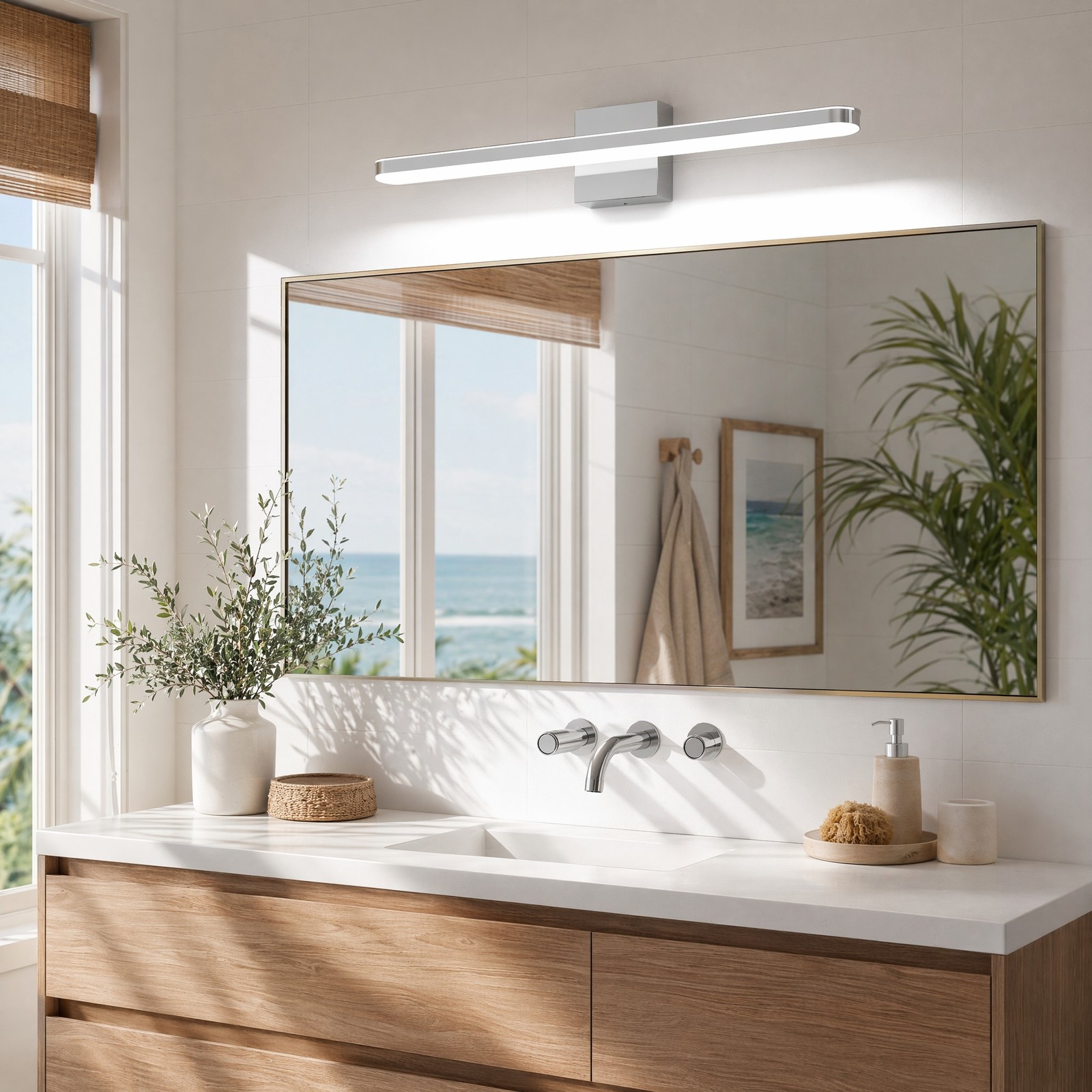 24'' Vanity Light LED Bar Modern Bathroom Over Mirror Wall Sconce Chrome Fixture gallery