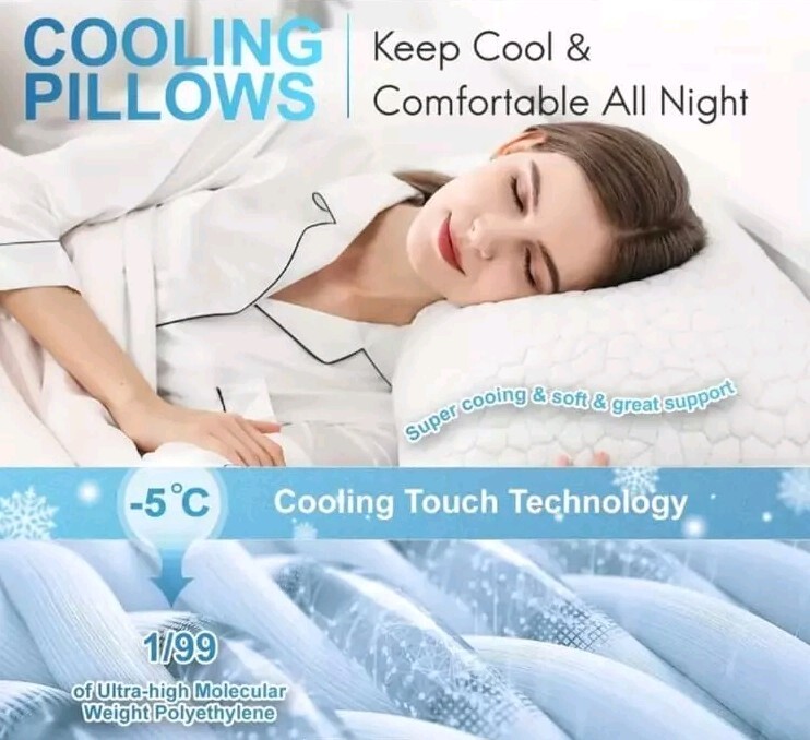 Bamboo Memory Foam Gel Cooling Pillows - Queen Size Pack Of 1 gallery