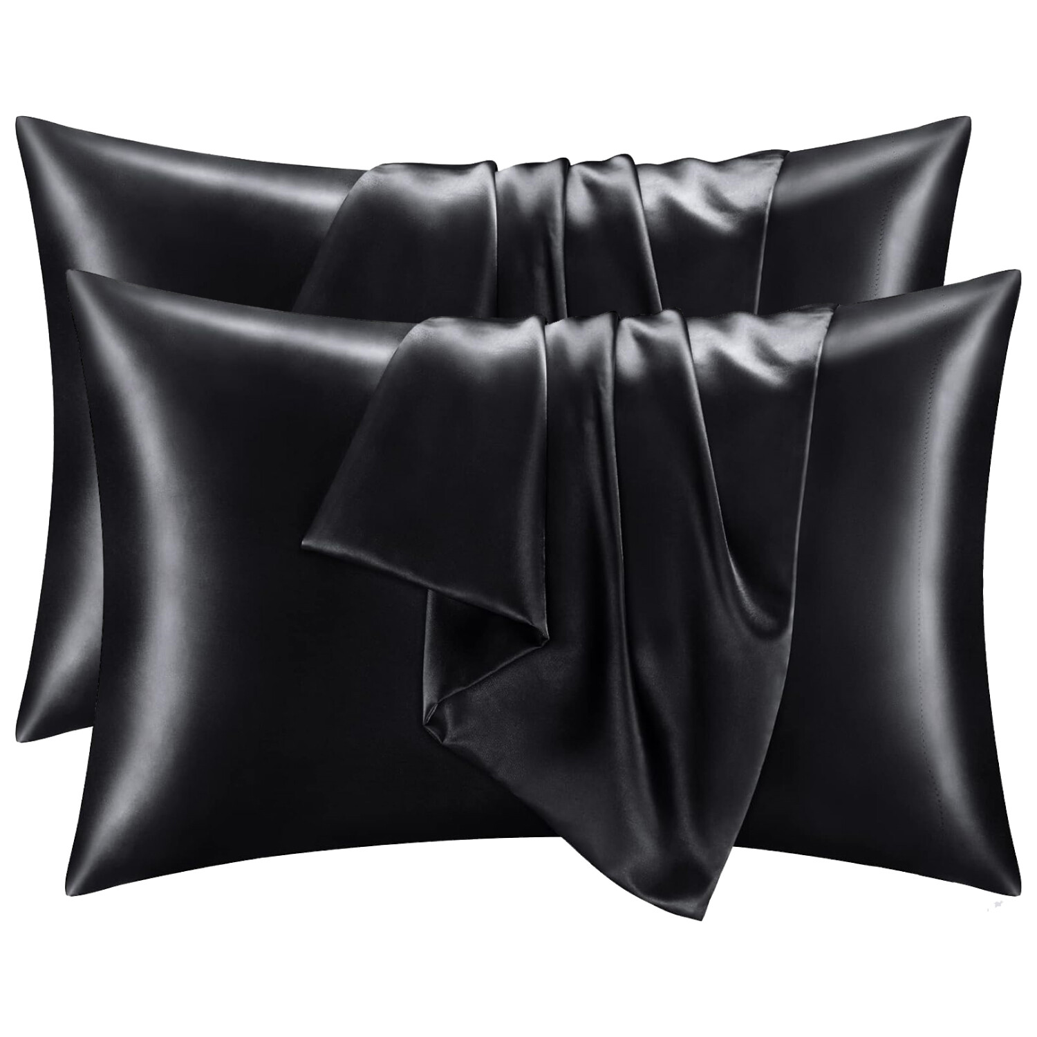 2PCS Luxurious Satin Silk Pillowcase Soft Bedding Standard 20"x26" Pillow Cover gallery