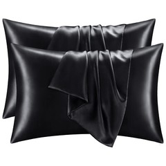 2PCS Luxurious Satin Silk Pillowcase Soft Bedding Standard 20″x26″ Pillow Cover