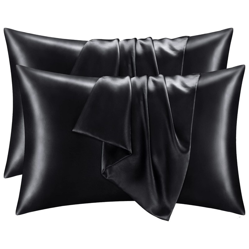 2PCS Luxurious Satin Silk Pillowcase Soft Bedding Standard 20"x26" Pillow Cover gallery