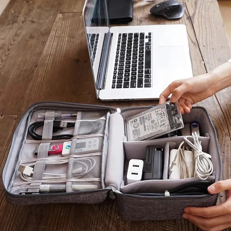 Double Layer Travel Cable Storage Bag Portable Electronic Organizer Case gallery