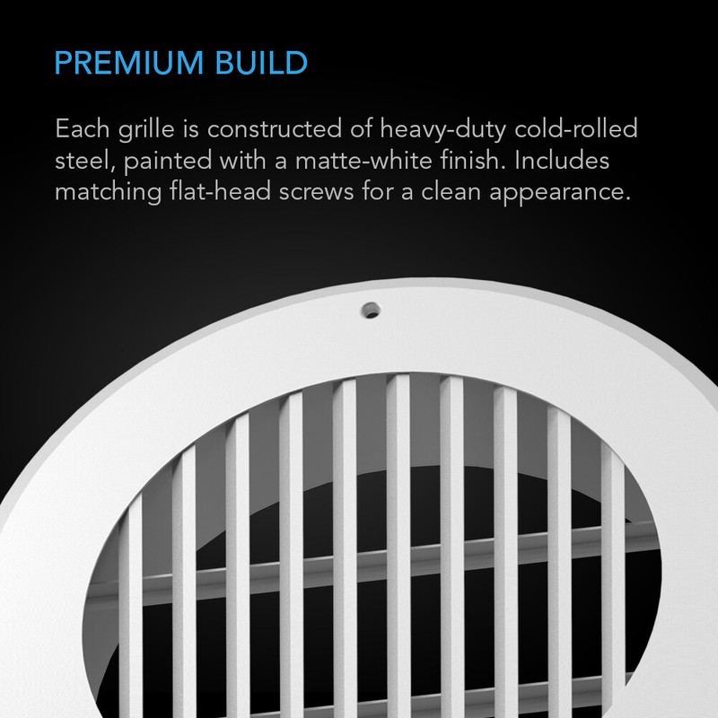 Wall-Mount Duct Grille Vent for Heating Cooling Ventilation, White Steel, 4-Inch gallery