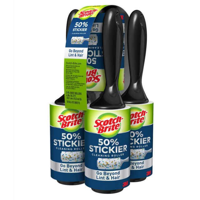 Scotch Brite 3M Lint Roller 50 % Sticker, 95 Sheets (Pack of 5), 475 Count gallery