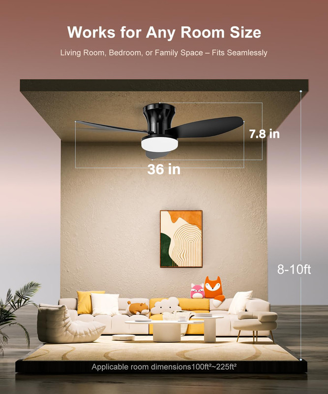 1/2Pack 36 Inch Ceiling Fan with Light and Remote Small Low Profile Ceiling Fan gallery