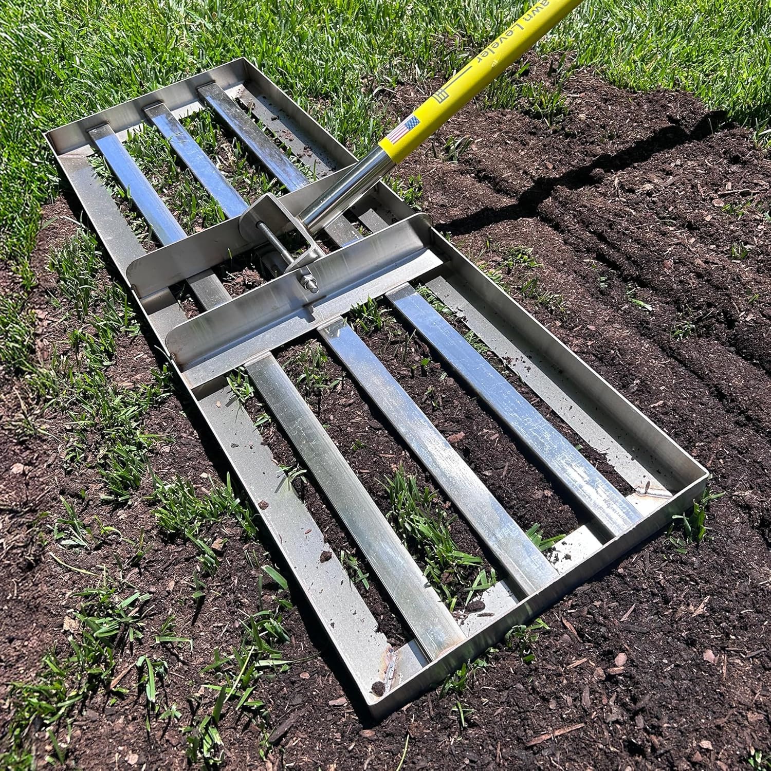 Rocklin Lawn Leveling Rake 30x10 Stainless Steel Ground Plate 78'' Long Handle gallery