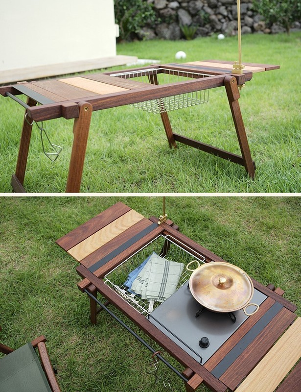Supernova Super Craft Foldable red oak and teak Wood Table, Camping, Glamping gallery