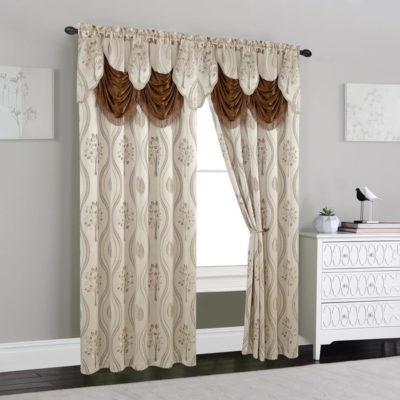 Luxurious Beautiful Curtain Panel Set with Attached Valance and Backing 54" X 84 gallery