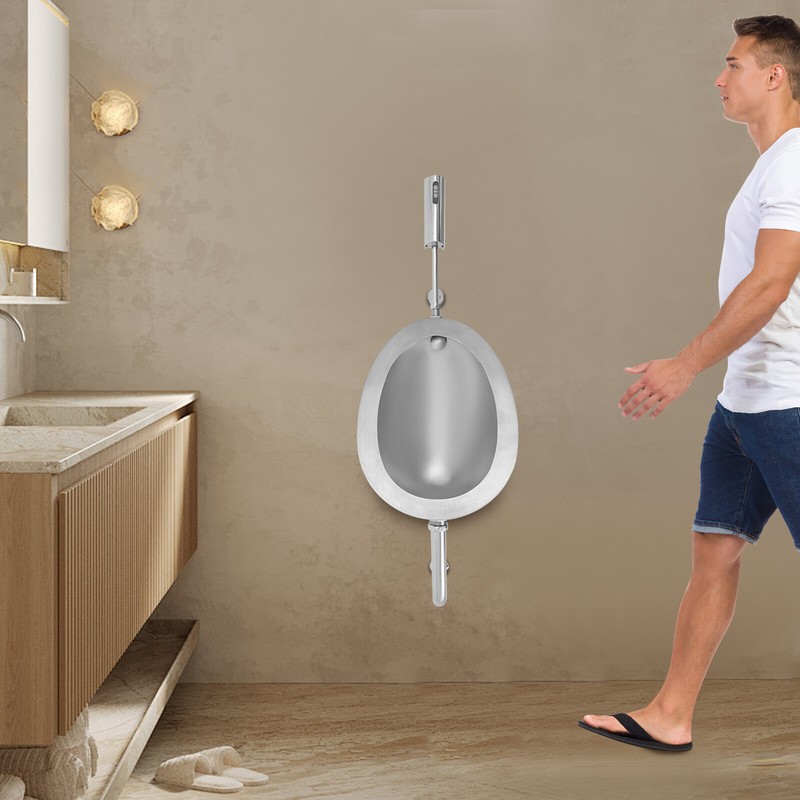 Modern Stainless Steel Automatic Sensing Sensor Silver Urinals for Male Toilet gallery
