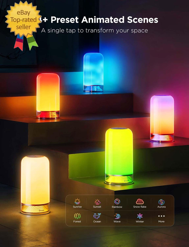 RGBIC Smart Table Lamp 2, Touch Bedside Small Table Lamp Compatible with Smartth gallery