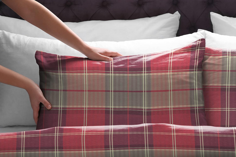 Flannel Deep Pocket Set Oversized Flat Sheet California King Piedmont Plaid gallery