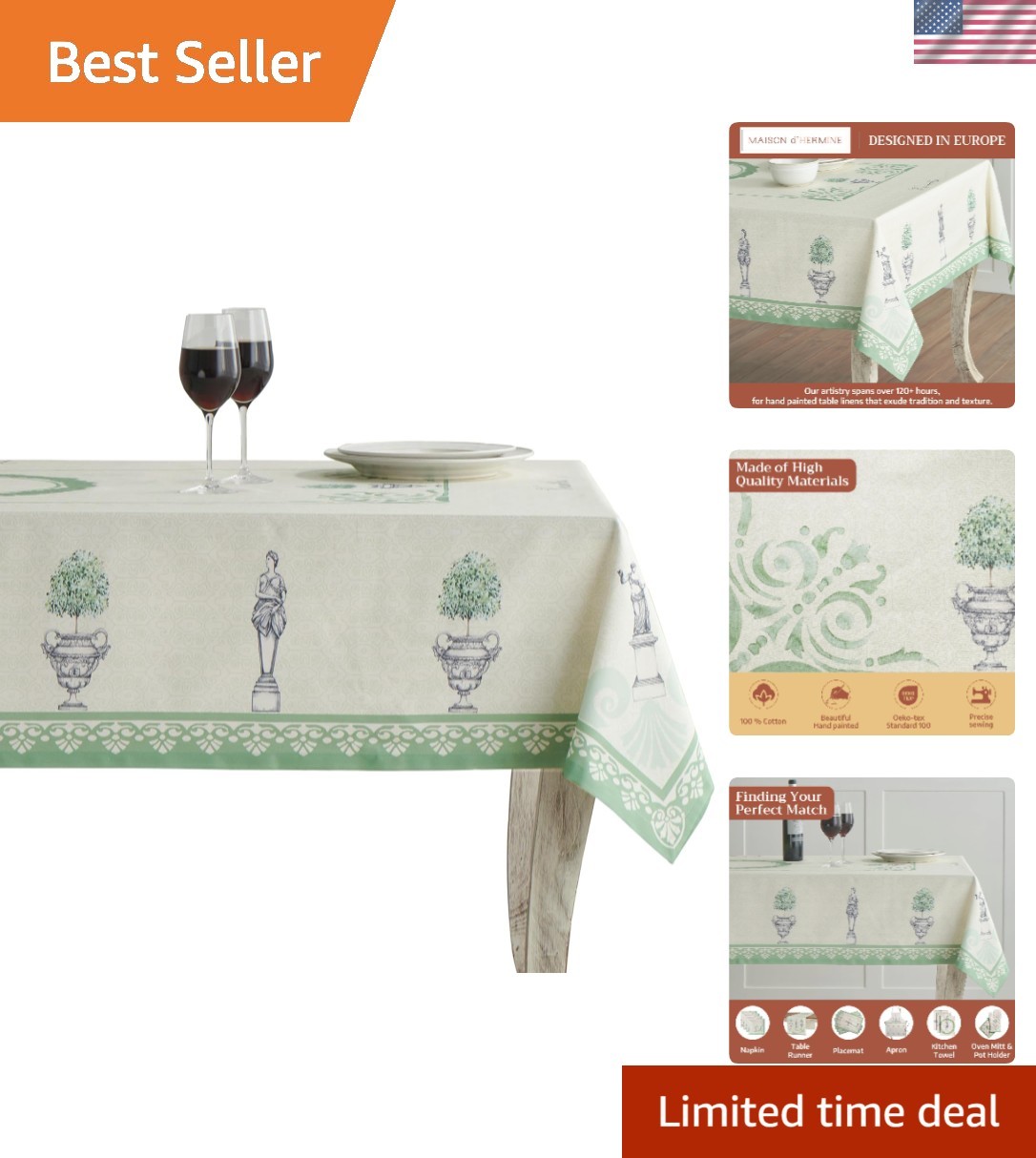 Elegant 100% Cotton Rectangular Tablecloth 60 x 90 Inches - Perfect for Dining gallery