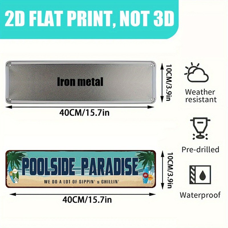 Pool Decor Poolside Paradise Retro Outdoor Metal Tin Sign Coastal Beach Park Bar gallery