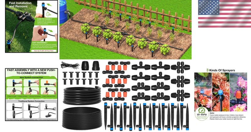 Upgraded Drip Irrigation Kit: Automatic Watering with 26ft Main Tube & 75ft Hose gallery