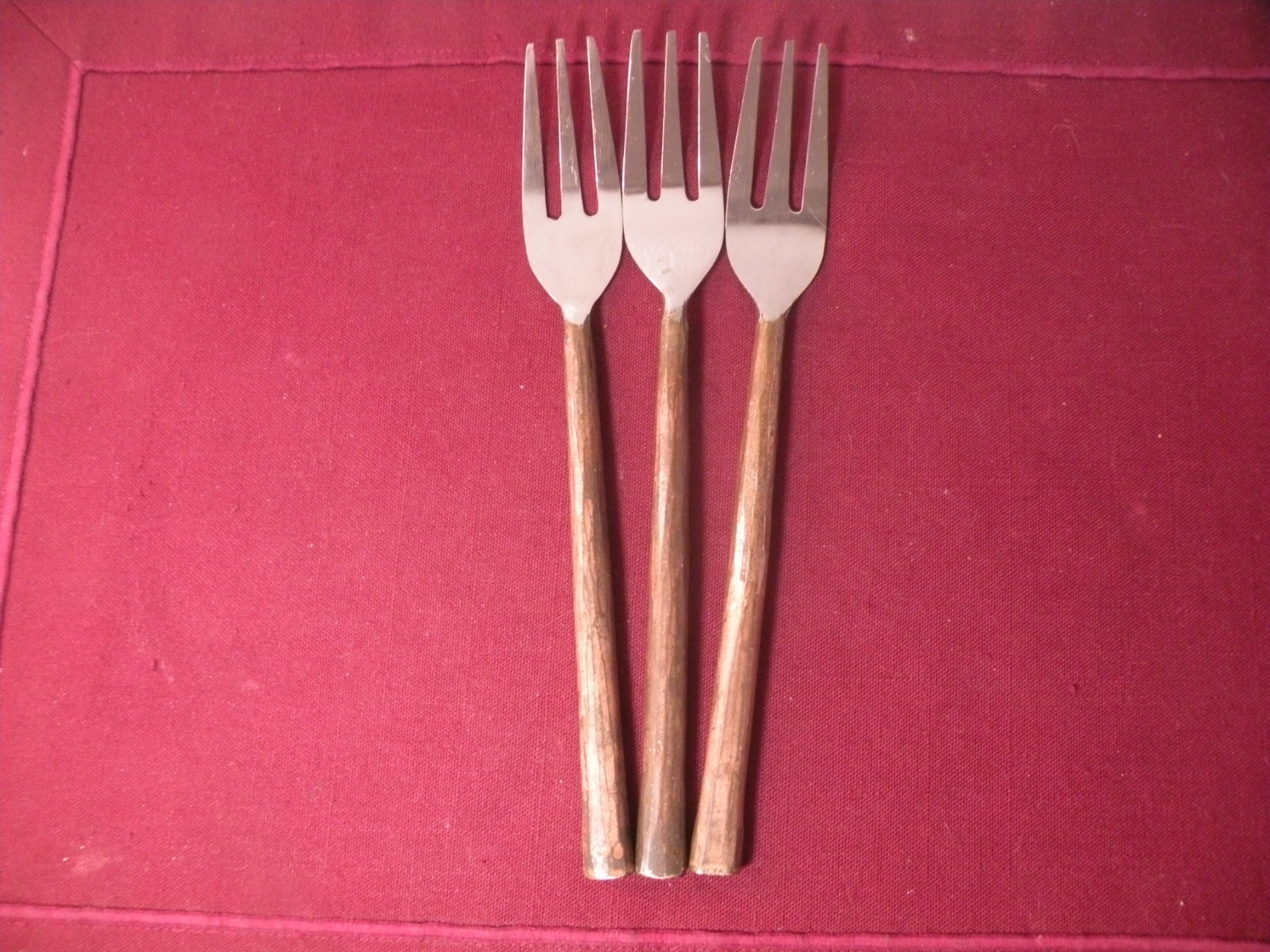 3 Dinner Forks Inox Artisans Sundance Stainless Steel Oxidized Handle 8 1/2" gallery