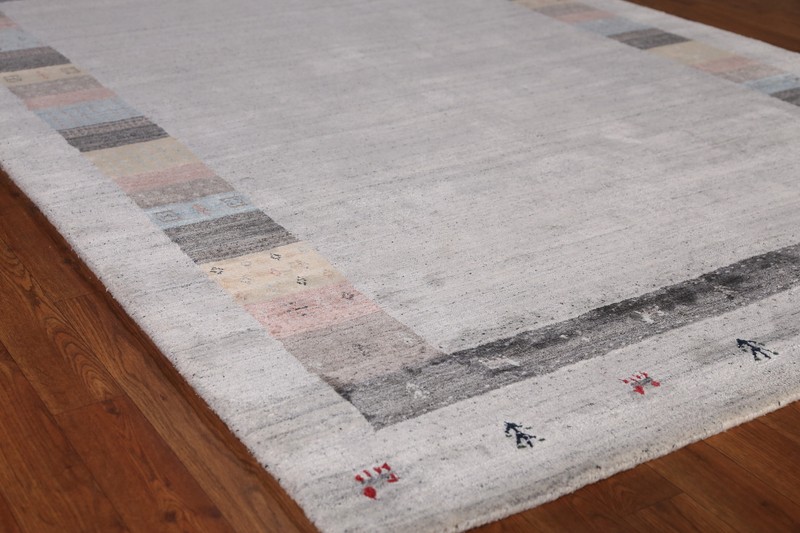 Bordered Eye-catching Gabbeh Area Rug Handmade Wool 5x8 ft gallery