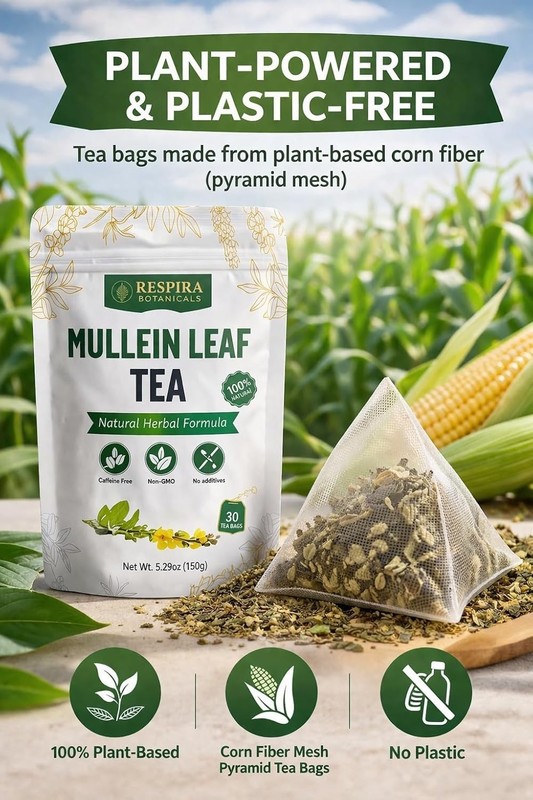 Respira Botanicals - Mullein Leaf Tea Bags for Lungs Cleanse and Respiratory Sup gallery