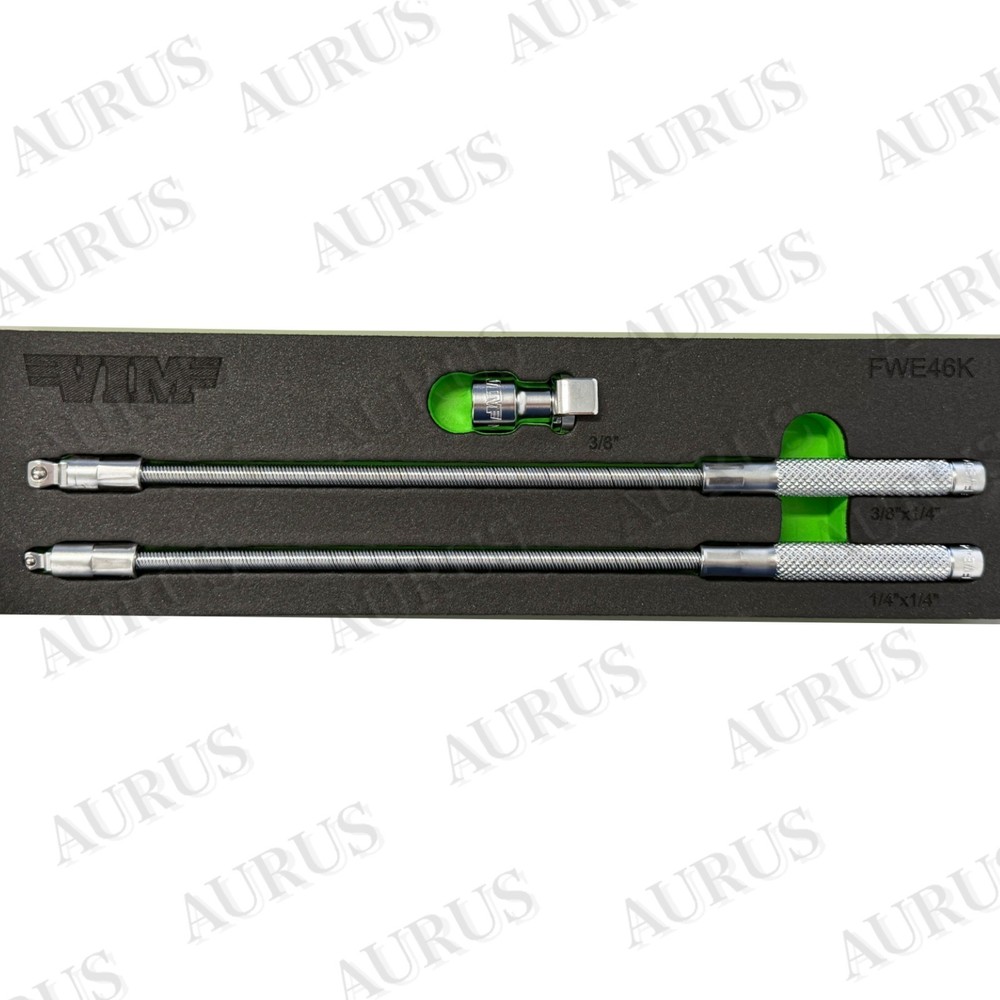 VIM NEW Tools 3pcs Flex Wobble Extension Kit 1/4" 3/8" Drive Magnetic Plug Tool
