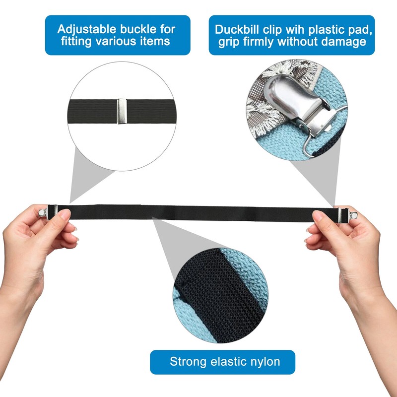 2 PCS Adjustable Bed Fitted Sheet Straps Suspenders Belt Gripper Fastener Clips gallery