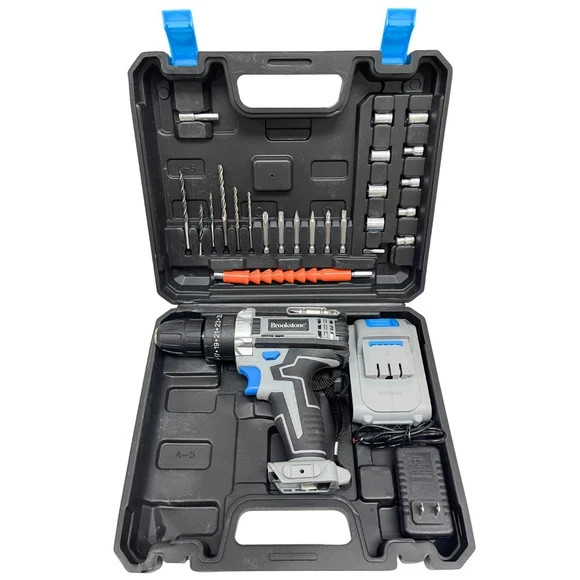 Brookstone 21V Cordless Power Drill Set 30pc Tool Kit w Battery Charger Case gallery
