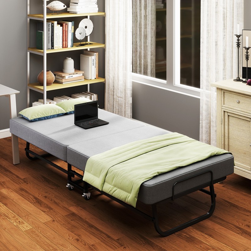 Portable Folding Bed Guest Bed with Memory Foam Mattress & Metal Frame Rollaway gallery