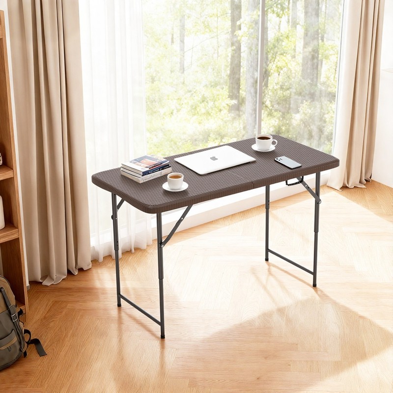 4FT Folding Table Half Portable Foldable Table Picnic Table for Office Home gallery