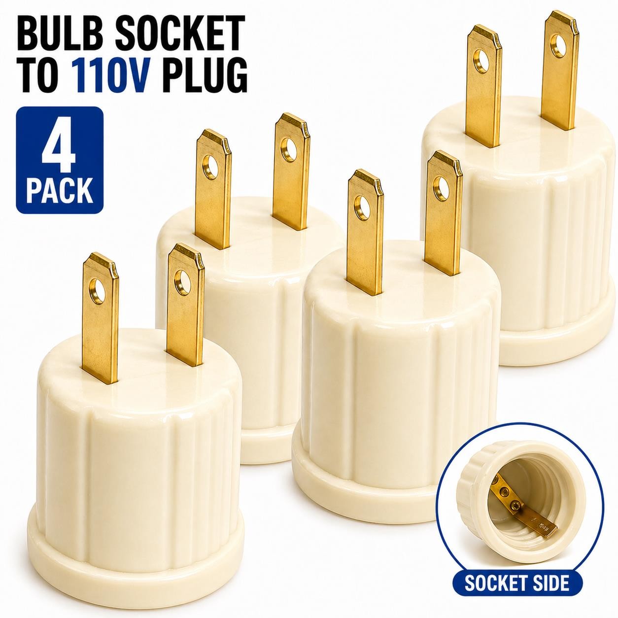 4 Pack E26 Light Socket to Plug Adapter 110V Outlet Converter Bulb Base US gallery