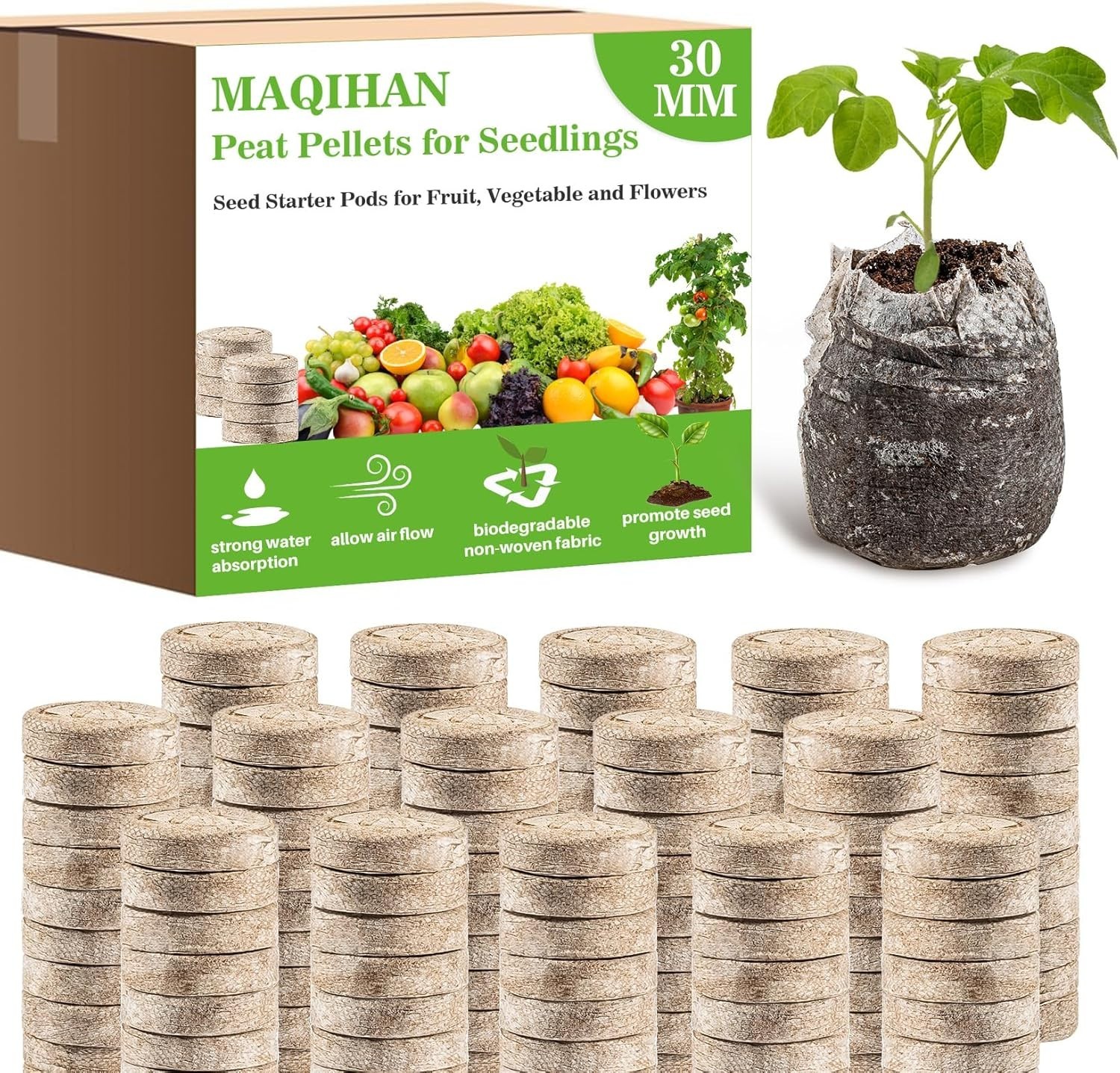 50PCS Peat Pellets for Seedlings - 30MM Seed Starter Pellets Peat Pods for Start gallery