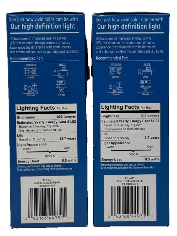 2 Packs GE Refresh 60watts Lights Daylight White Light A19 LED (8 bulbs Total) gallery