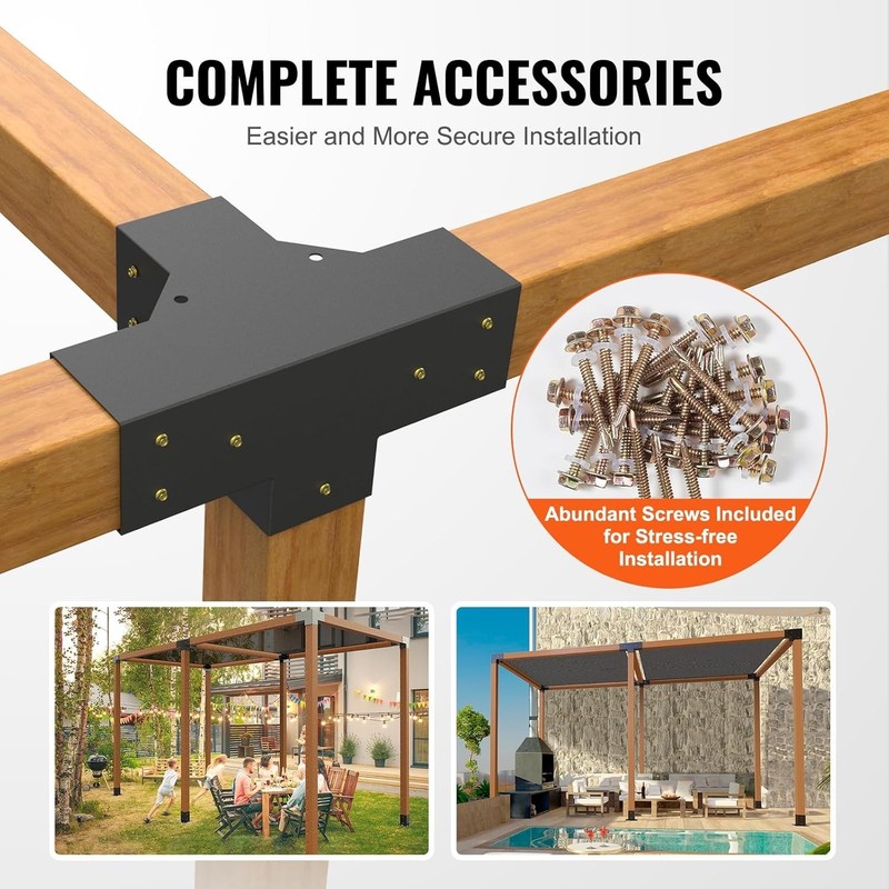 4''x4'' Pergola Brackets - Complete DIY Kit with 48 Screws for Quick Setup gallery