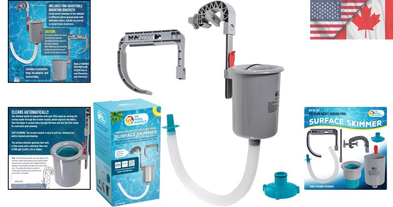 Above Ground Pool Surface Skimmer - Automatic Debris Clean with Adjustable Mount gallery
