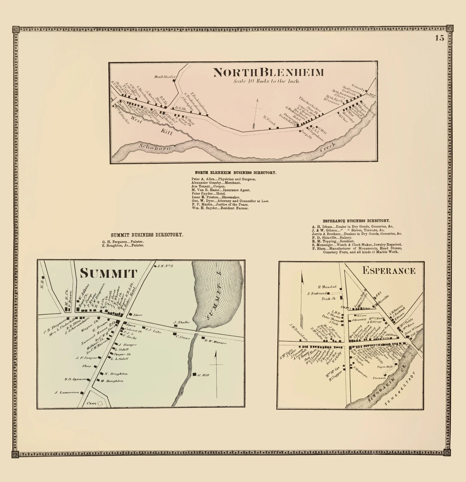 Historic City Map - North Blenheim Summit Esperance New York - Beers 1866 - gallery