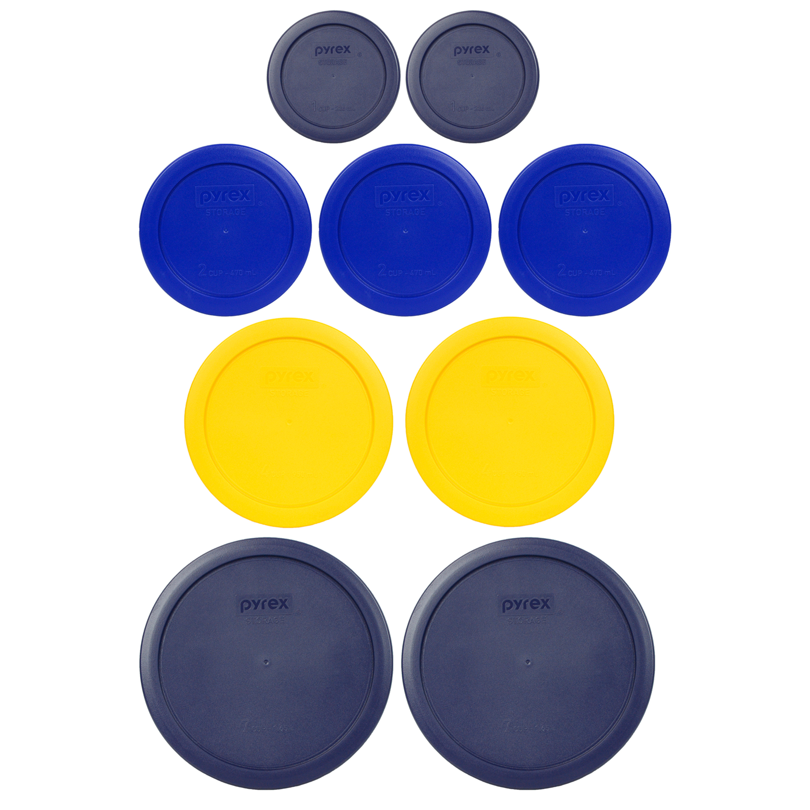 Pyrex Lid Covers (2) 7202 Blue (3) 7200 Light Blue (2) 7201 Yellow (2) 7402 Blue gallery